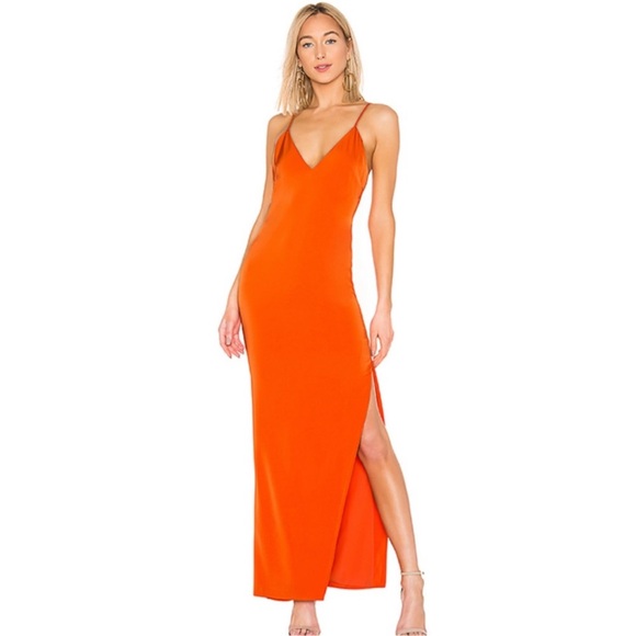 NBD Revolve Mona Silky Gown in Orange Size Small - Picture 2 of 10